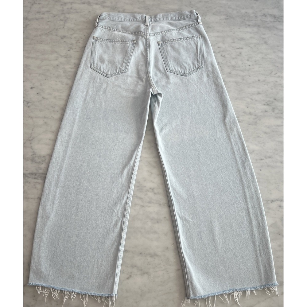 AGOLDE Low Curve Fray Jeans Size 28 Flourish Light Wash Wide Leg - Picture 5 of 8